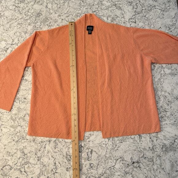 Eileen Fisher Cardigan Women’s Size Large 100% Wool Open Front Orange Peach - Picture 8 of 11